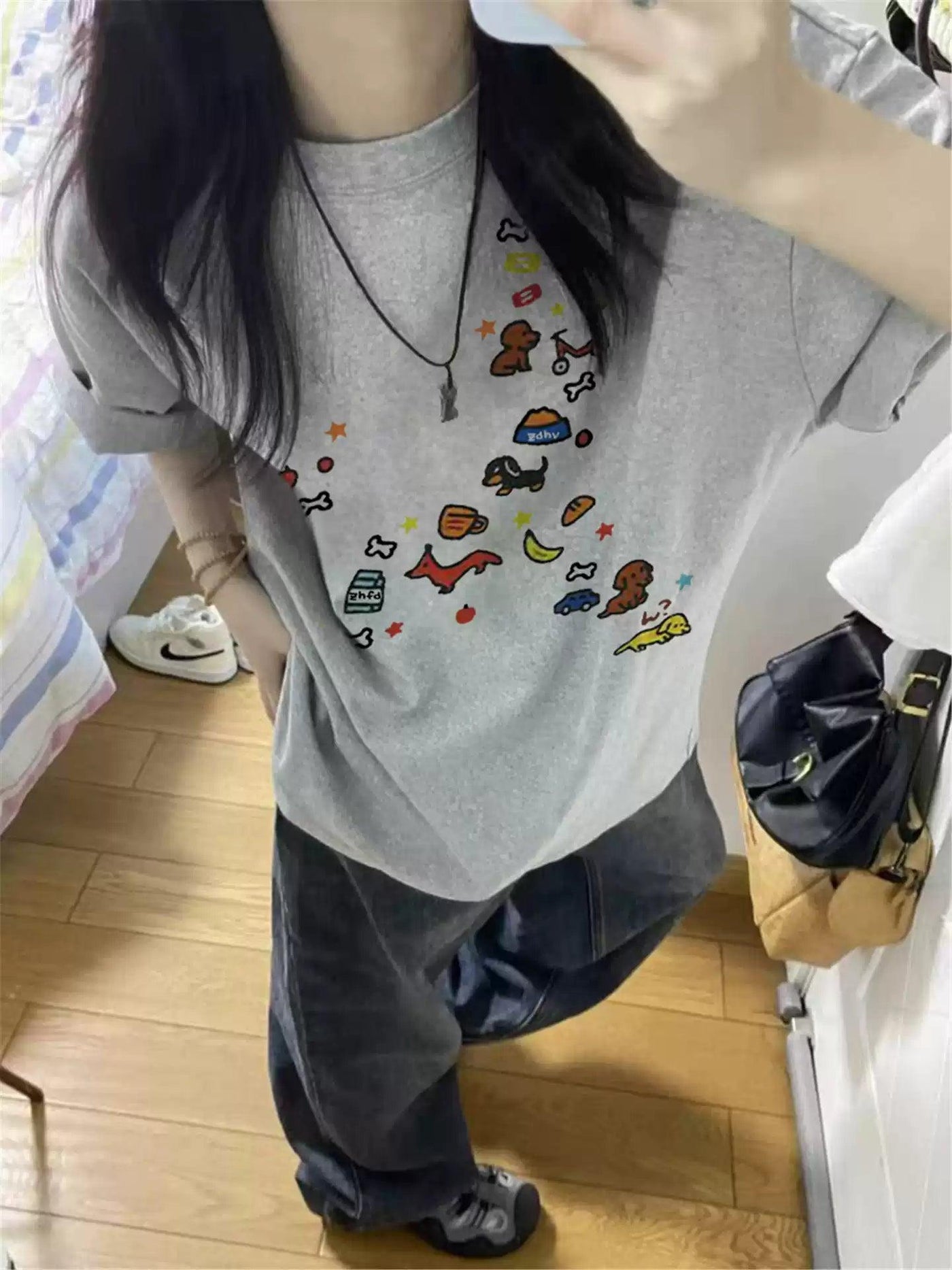 Mina Mini Stickers Print T-Shirt-korean-fashion-T-Shirt-Mina's Closet-OH Garments