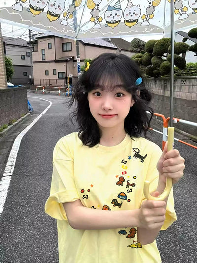 Mina Mini Stickers Print T-Shirt-korean-fashion-T-Shirt-Mina's Closet-OH Garments