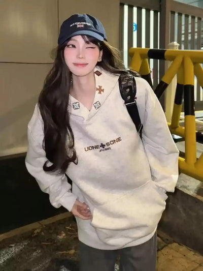 Mina Multi-Embroidery Kangaroo Pocket Hoodie-korean-fashion-Hoodie-Mina's Closet-OH Garments