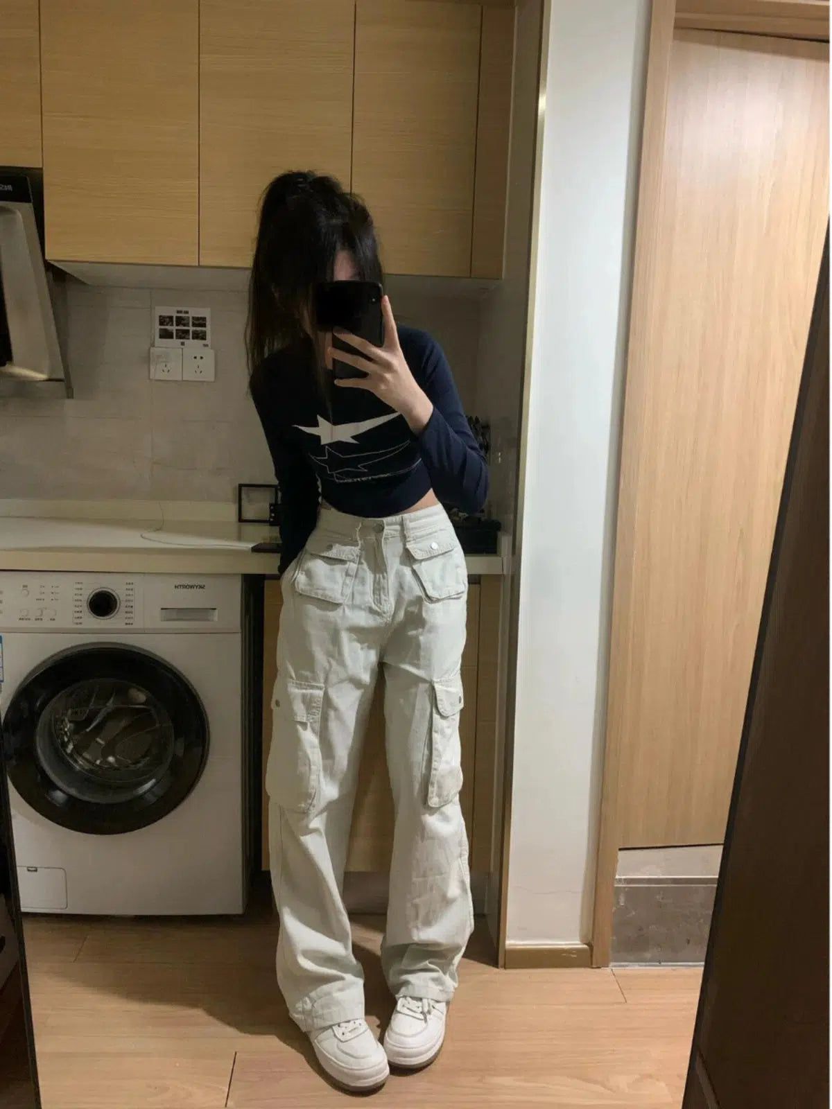 Mina Multi-Flap Pocket Bootcut Pants-korean-fashion-Pants-Mina's Closet-OH Garments