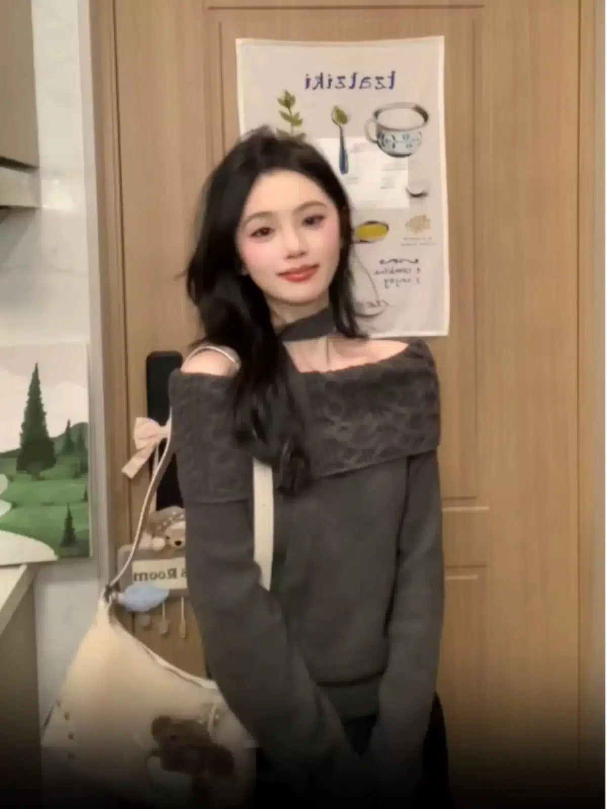 Mina Off Shoulder Pattern Sweater-korean-fashion-Sweater-Mina's Closet-OH Garments