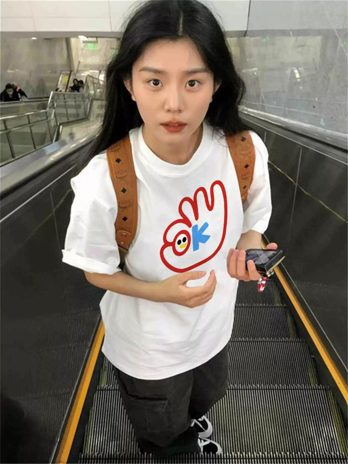 Mina OK Icon Print T-Shirt-korean-fashion-T-Shirt-Mina's Closet-OH Garments