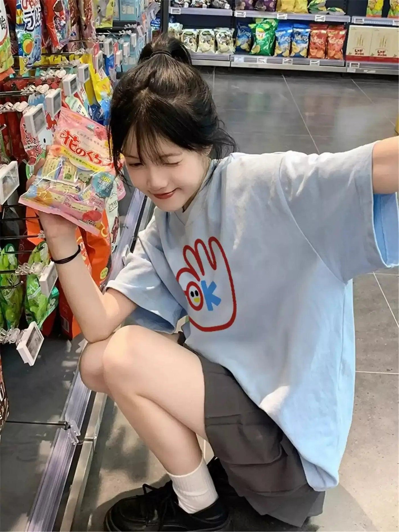 Mina OK Icon Print T-Shirt-korean-fashion-T-Shirt-Mina's Closet-OH Garments