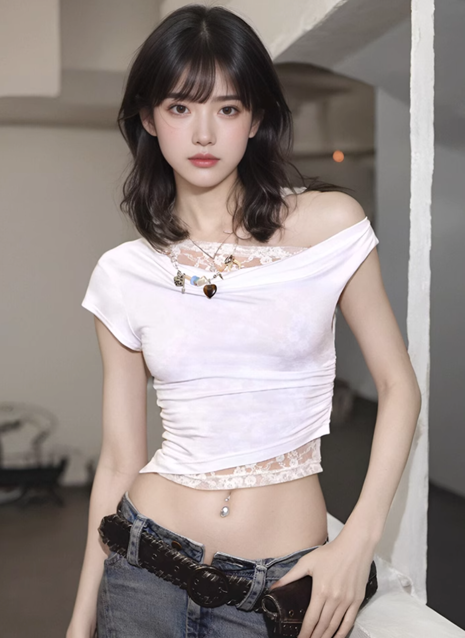 Mina One Shoulder Laced Blouse-korean-fashion-Blouse-Mina's Closet-OH Garments