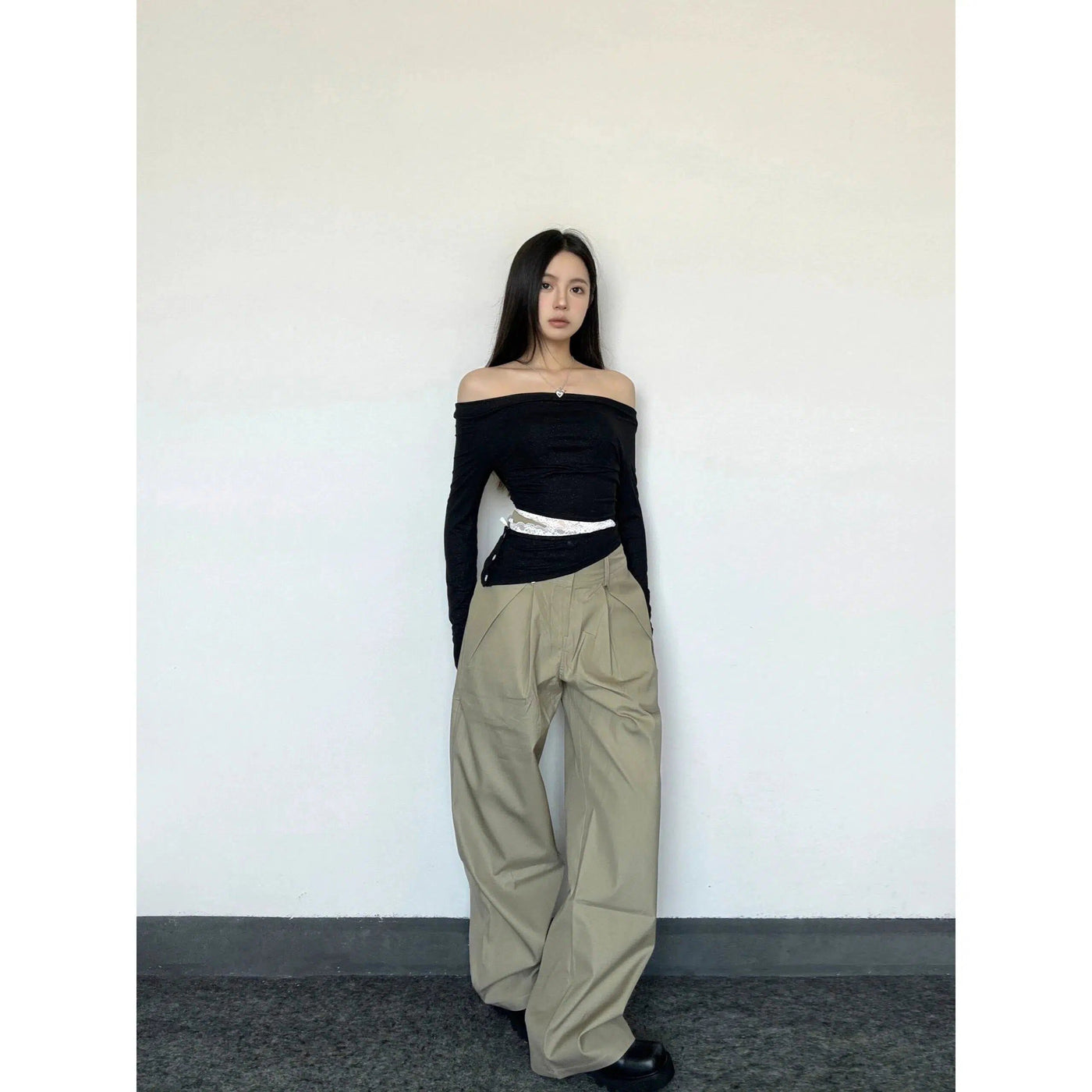 Mina Oversized Fit Plain Cargo Pants-korean-fashion-Pants-Mina's Closet-OH Garments