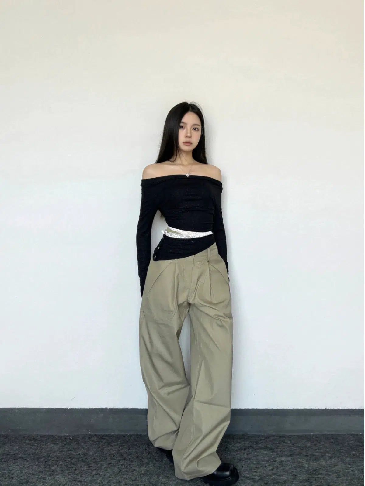 Mina Oversized Fit Plain Cargo Pants-korean-fashion-Pants-Mina's Closet-OH Garments