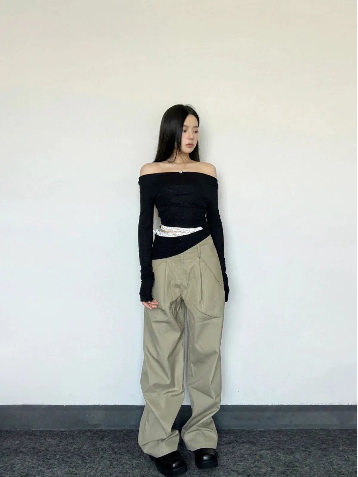 Mina Oversized Fit Plain Cargo Pants-korean-fashion-Pants-Mina's Closet-OH Garments