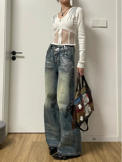 Mina Paint Smudged and Faded Jeans-korean-fashion-Jeans-Mina's Closet-OH Garments