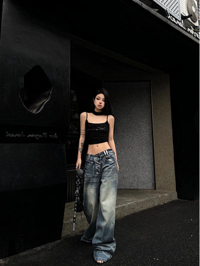 Mina Paint Washed Wide Jeans-korean-fashion-Jeans-Mina's Closet-OH Garments