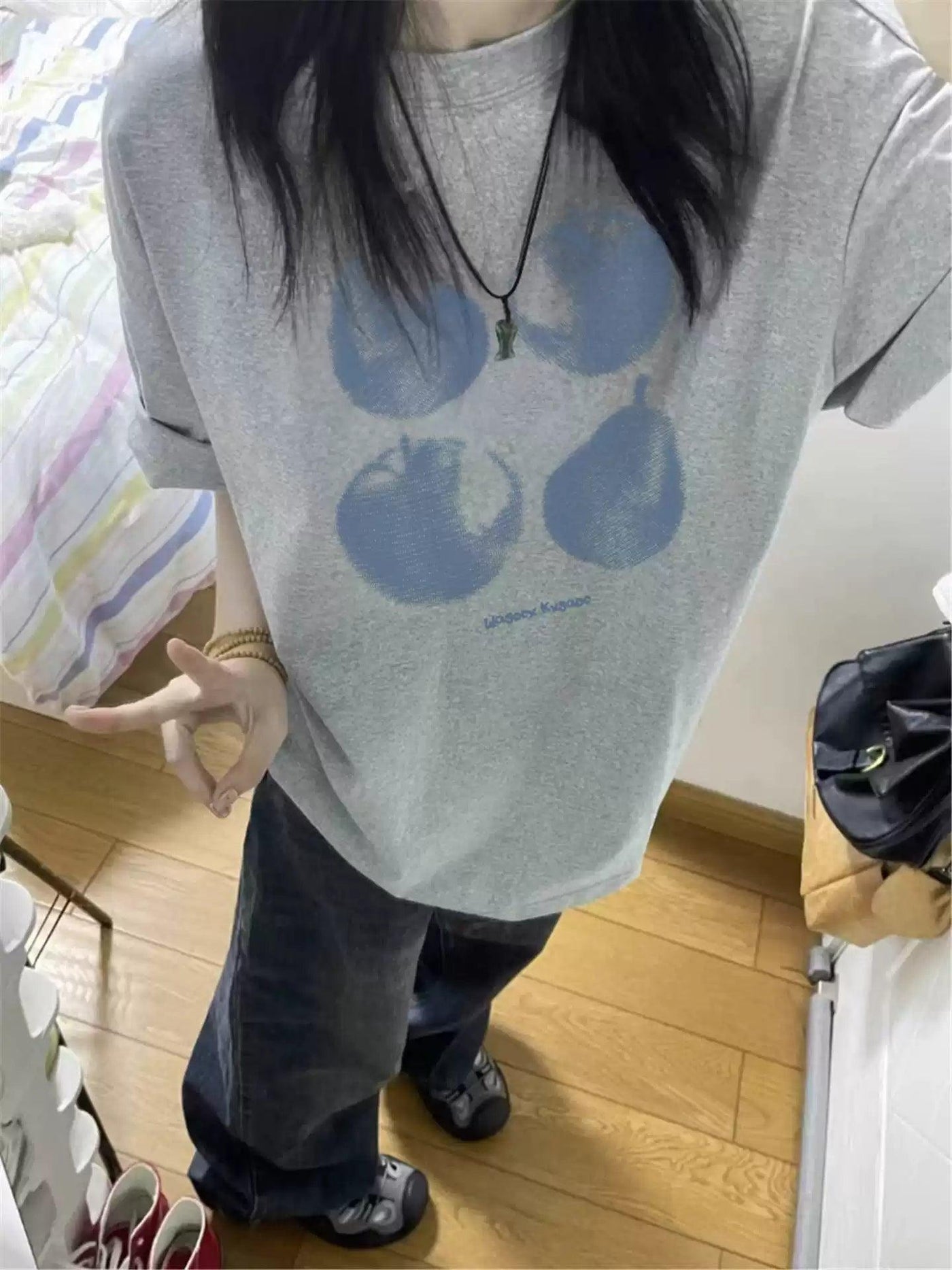Mina Pears and Apples Print T-Shirt-korean-fashion-T-Shirt-Mina's Closet-OH Garments