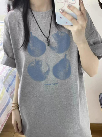 Mina Pears and Apples Print T-Shirt-korean-fashion-T-Shirt-Mina's Closet-OH Garments