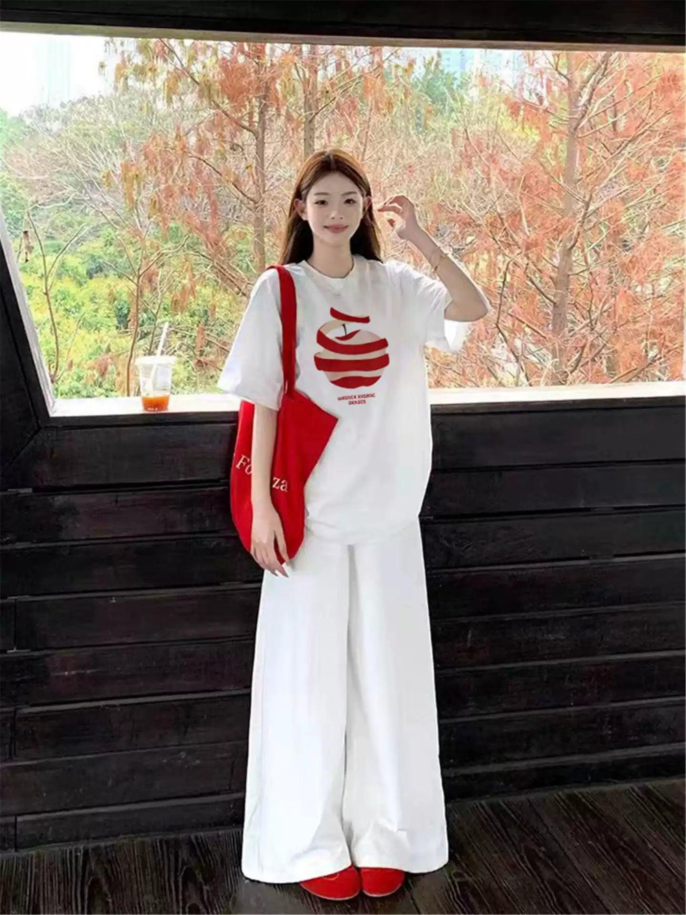 Mina Peeled Apple Graphic T-Shirt-korean-fashion-T-Shirt-Mina's Closet-OH Garments