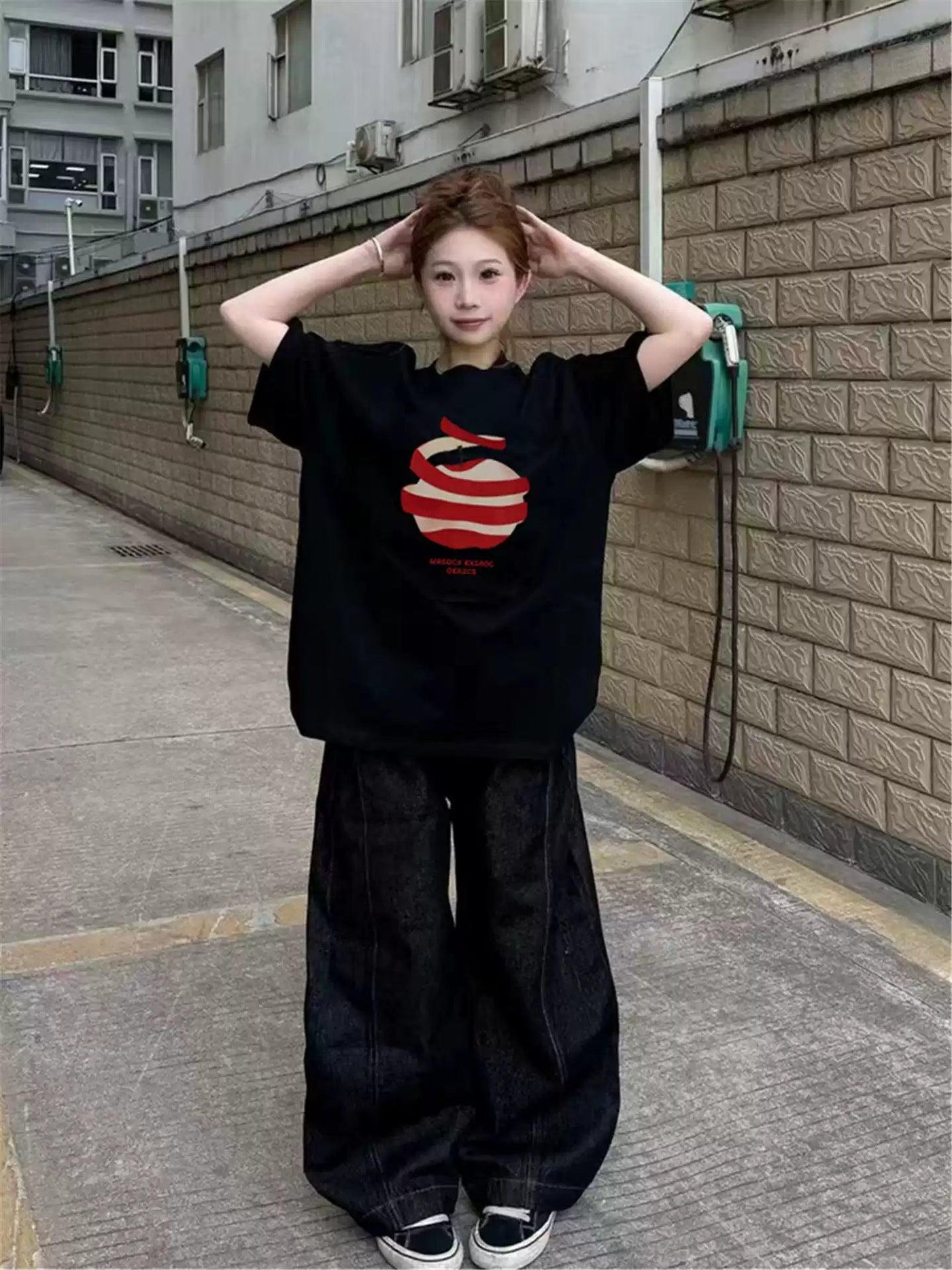 Mina Peeled Apple Graphic T-Shirt-korean-fashion-T-Shirt-Mina's Closet-OH Garments