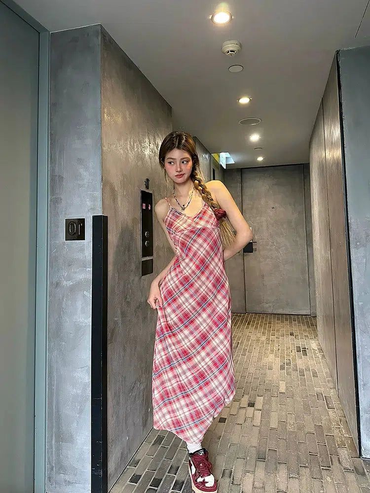 Mina Plaid Cami Dress-korean-fashion-Dress-Mina's Closet-OH Garments