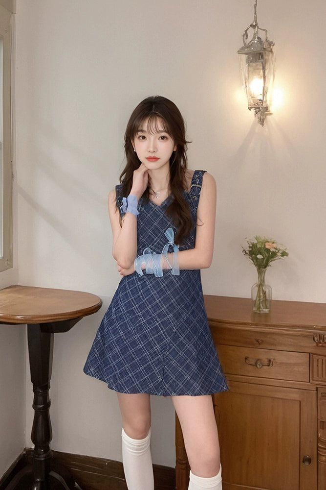 Mina Plaid Summer Short Dress-korean-fashion-Dress-Mina's Closet-OH Garments