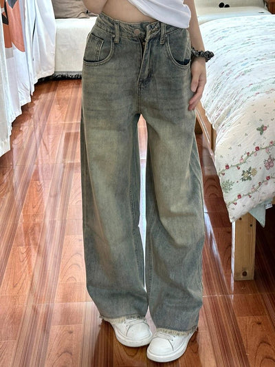 Mina Raw Edge High Waisted Jeans-korean-fashion-Jeans-Mina's Closet-OH Garments
