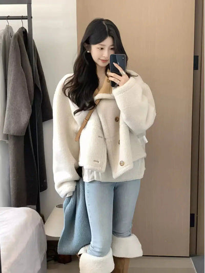 Mina Reversible Buttoned Fleece Jacket-korean-fashion-Jacket-Mina's Closet-OH Garments