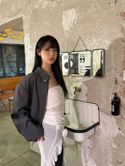 Mina Ruffled See Through Tube Top-korean-fashion-Tank Top-Mina's Closet-OH Garments