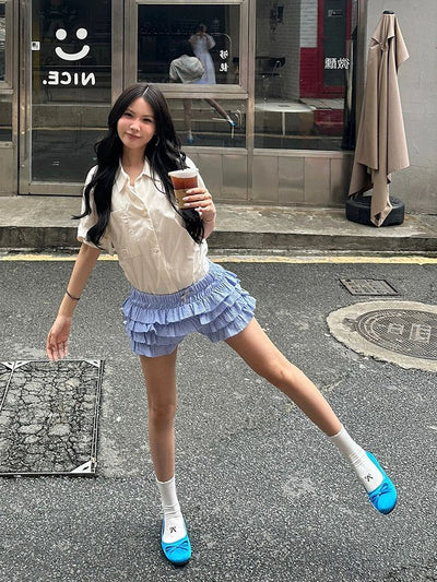 Mina Ruffles Detail Summer Shorts-korean-fashion-Shorts-Mina's Closet-OH Garments