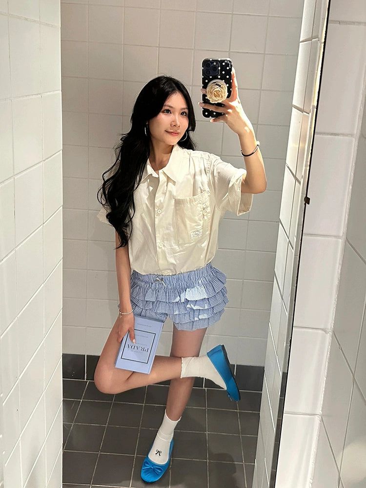 Mina Ruffles Detail Summer Shorts-korean-fashion-Shorts-Mina's Closet-OH Garments