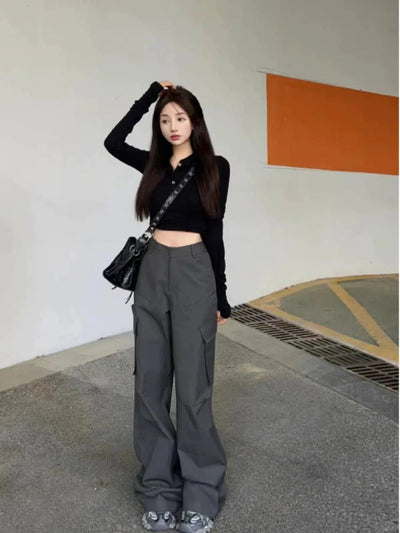 Mina Side Flap Pocket Pants-korean-fashion-Pants-Mina's Closet-OH Garments