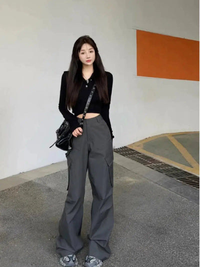 Mina Side Flap Pocket Pants-korean-fashion-Pants-Mina's Closet-OH Garments