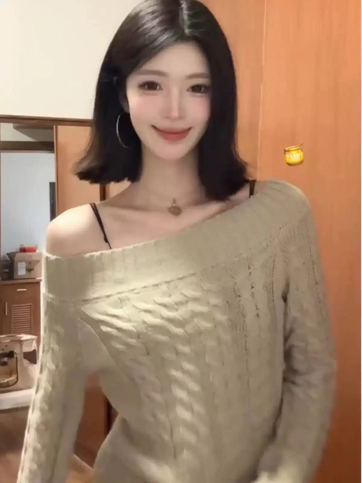 Mina Side Off Shoulder Pattern Sweater-korean-fashion-Sweater-Mina's Closet-OH Garments