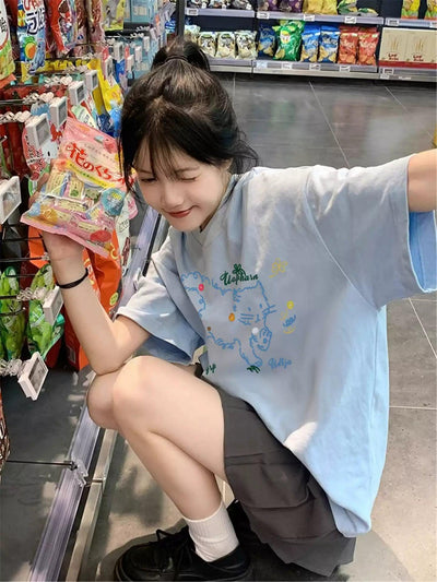 Mina Sketch Cat Graphic T-Shirt-korean-fashion-T-Shirt-Mina's Closet-OH Garments