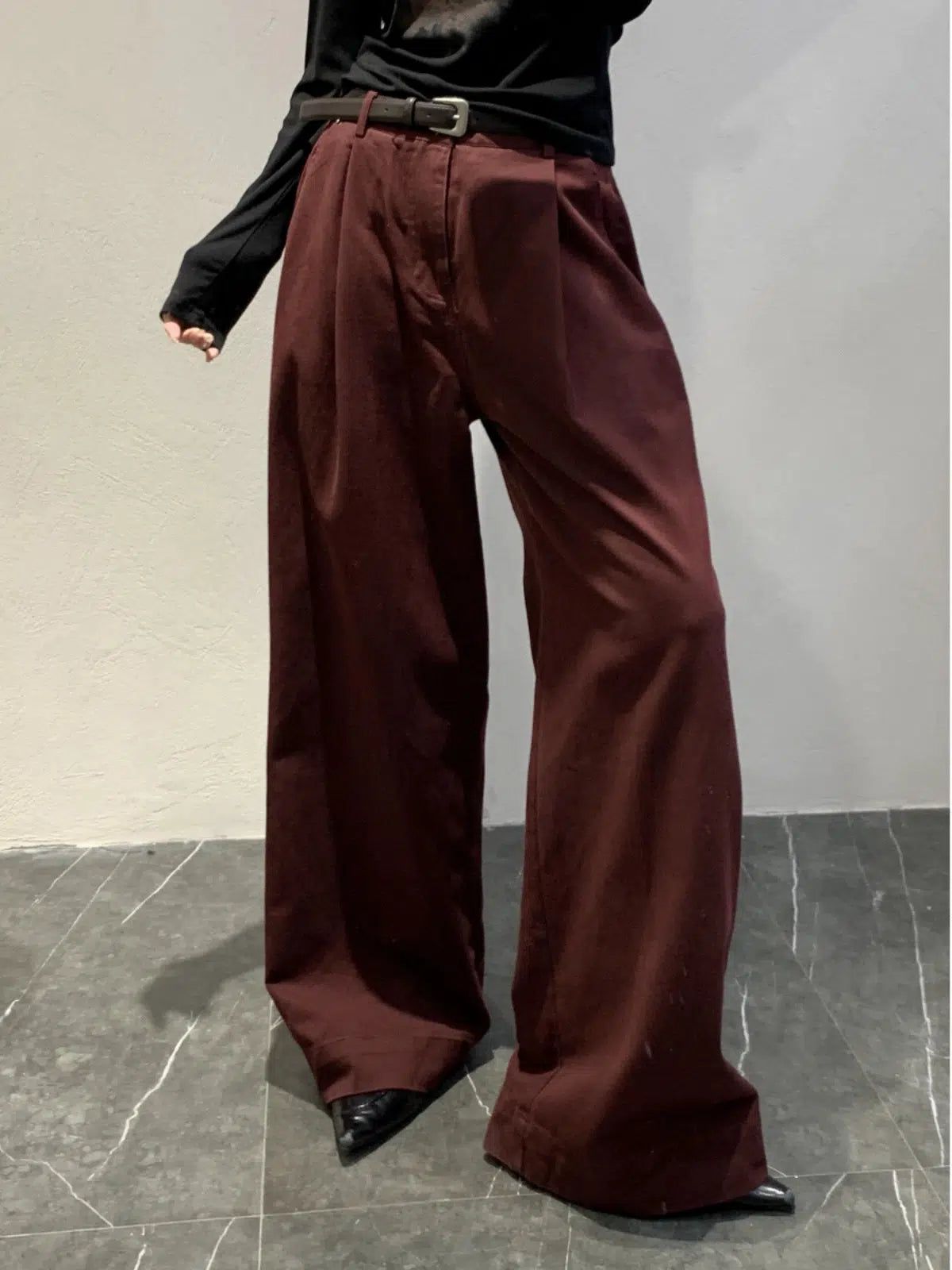 Mina Solid Color Versatile Wide Pants-korean-fashion-Pants-Mina's Closet-OH Garments