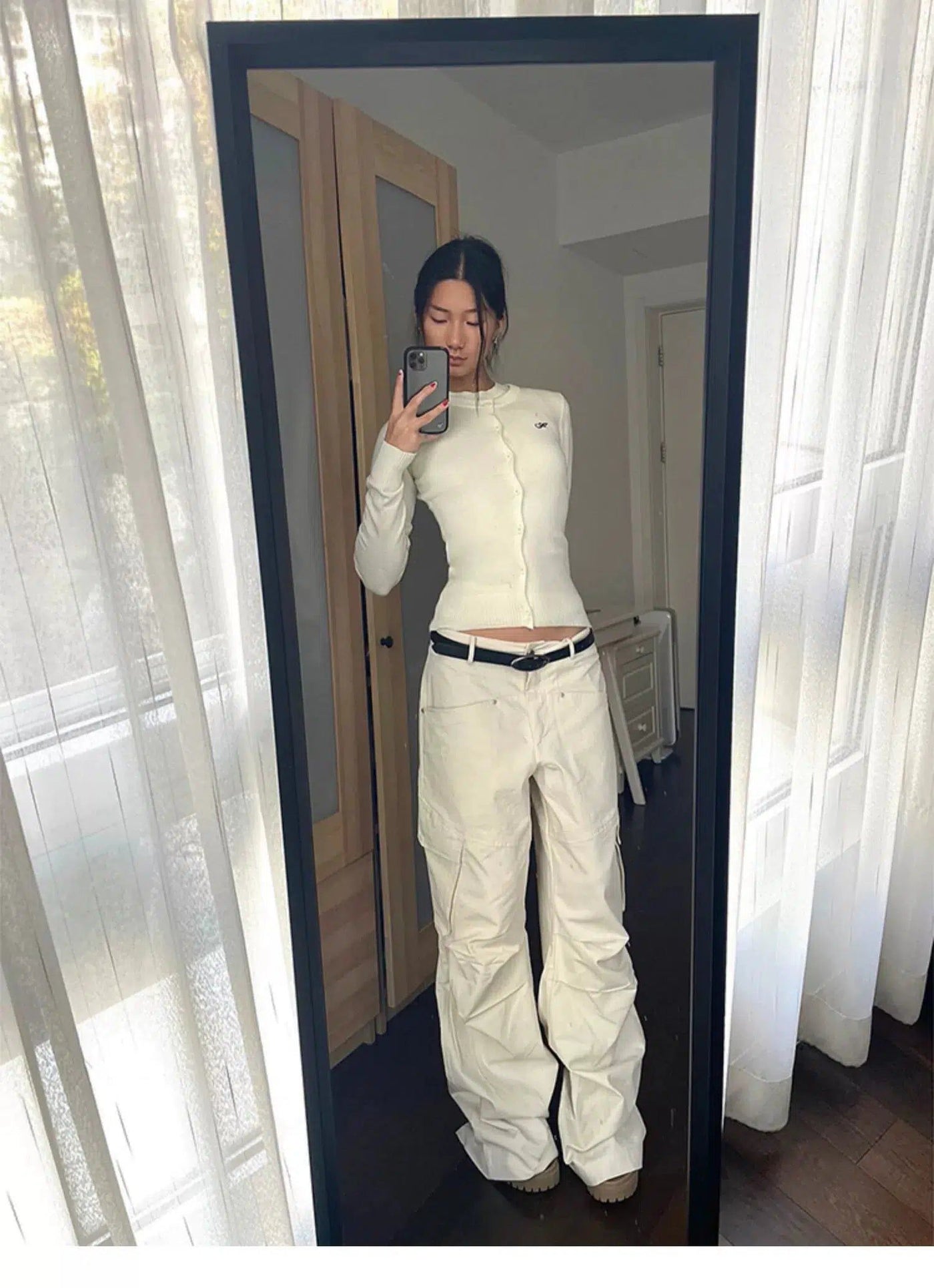 Mina Solid Oversized Pocket Cargo Pants-korean-fashion-Pants-Mina's Closet-OH Garments