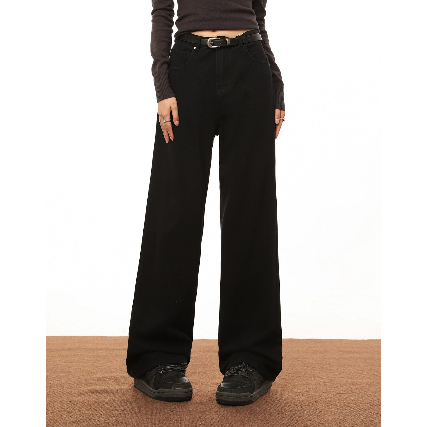 Mina Solid Straight Wide Jeans-korean-fashion-Jeans-Mina's Closet-OH Garments