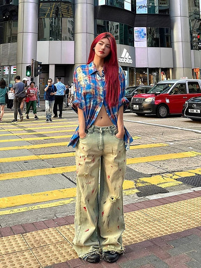 Mina Splash Paint Ripped Jeans-korean-fashion-Jeans-Mina's Closet-OH Garments