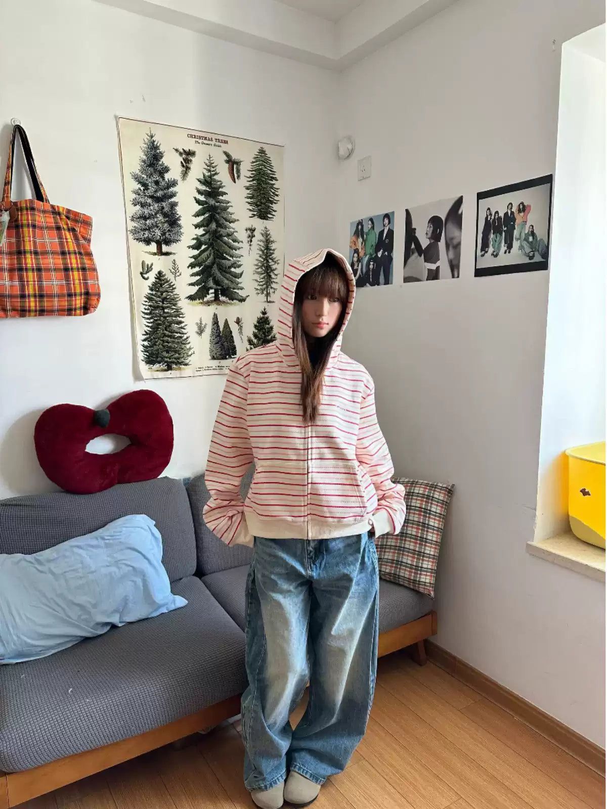 Mina Striped Kangaroo Pocket Hoodie-korean-fashion-Hoodie-Mina's Closet-OH Garments