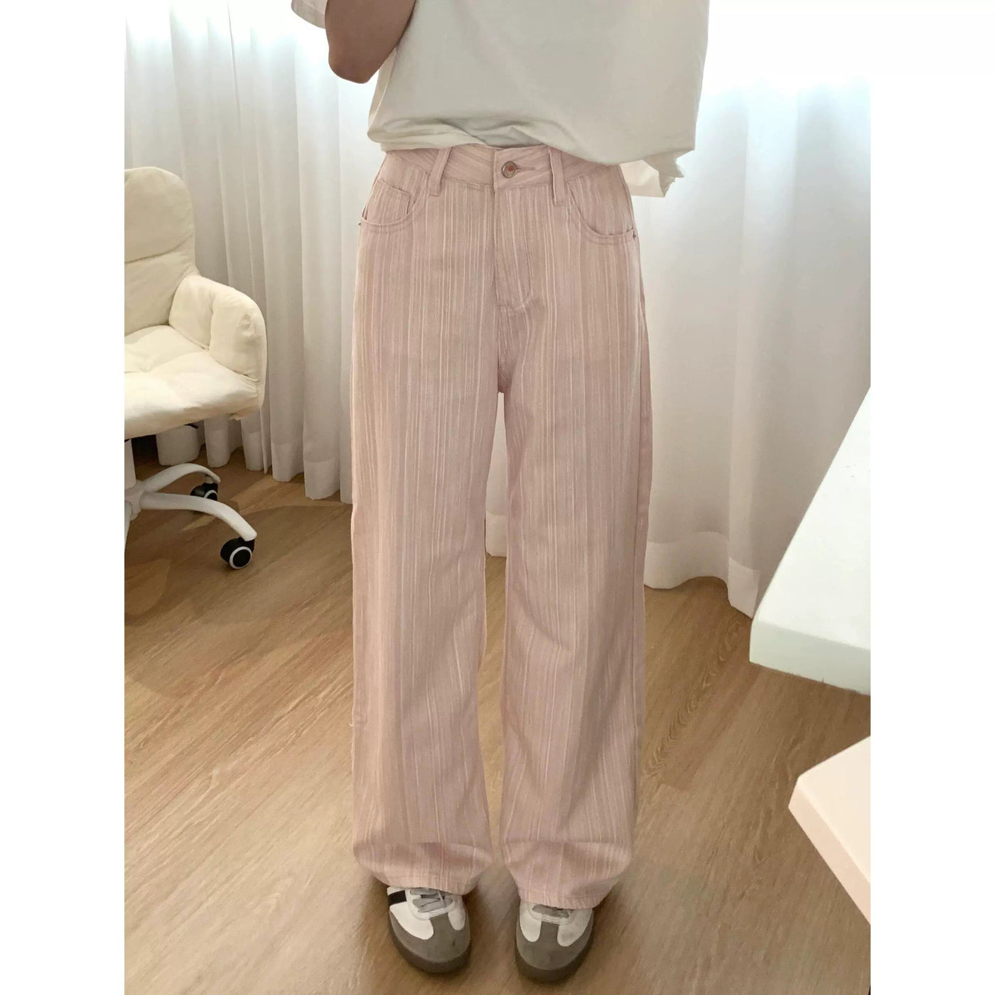 Mina Stripes Textured Pants-korean-fashion-Pants-Mina's Closet-OH Garments