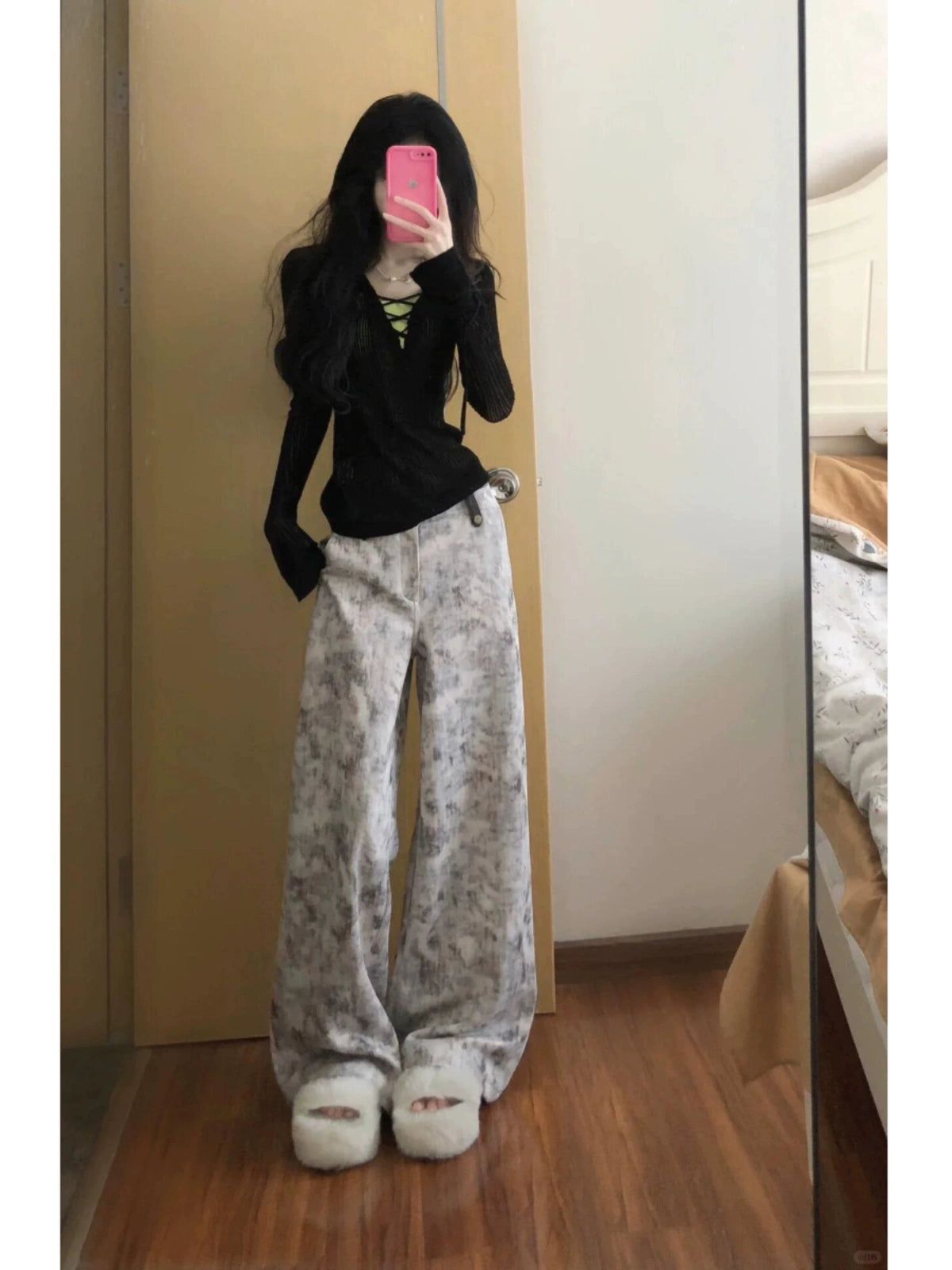 Mina Tie-Dye Full Print High Waisted Pants-korean-fashion-Pants-Mina's Closet-OH Garments