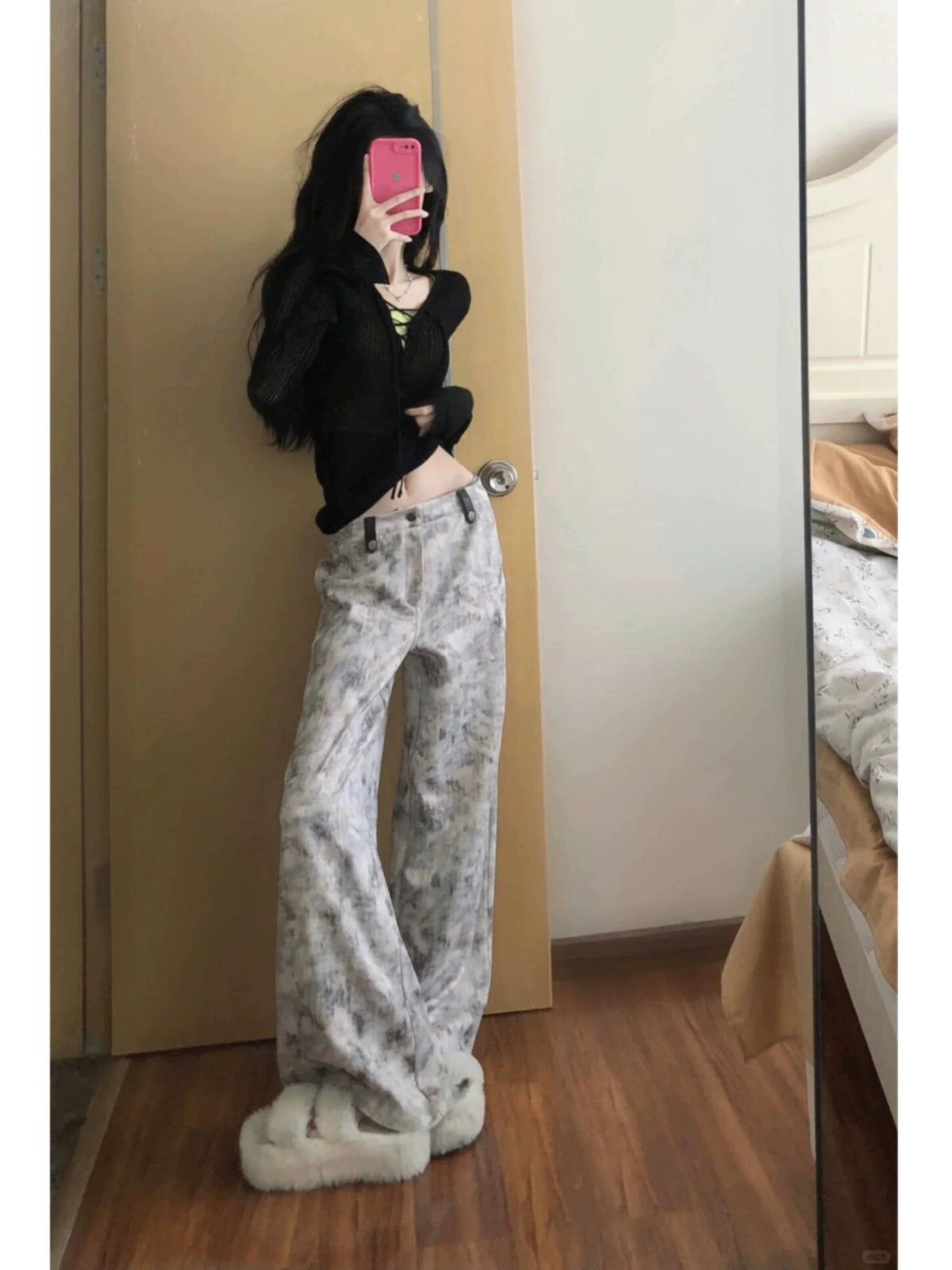 Mina Tie-Dye Full Print High Waisted Pants-korean-fashion-Pants-Mina's Closet-OH Garments