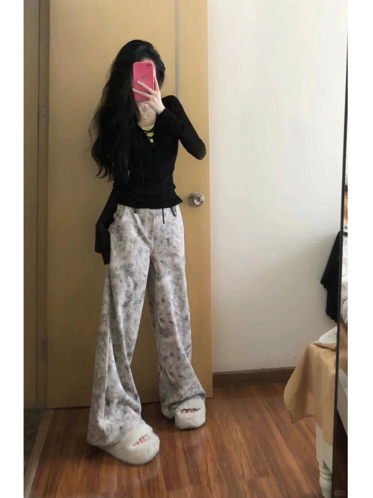 Mina Tie-Dye Full Print High Waisted Pants-korean-fashion-Pants-Mina's Closet-OH Garments