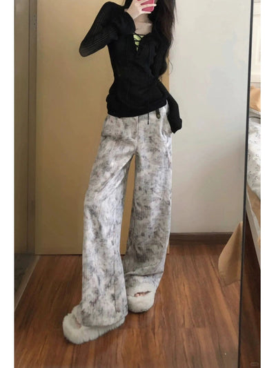 Mina Tie-Dye Full Print High Waisted Pants-korean-fashion-Pants-Mina's Closet-OH Garments