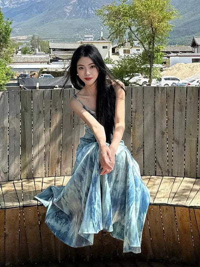 Mina Tie-Dyed Cami Long Dress-korean-fashion-Dress-Mina's Closet-OH Garments