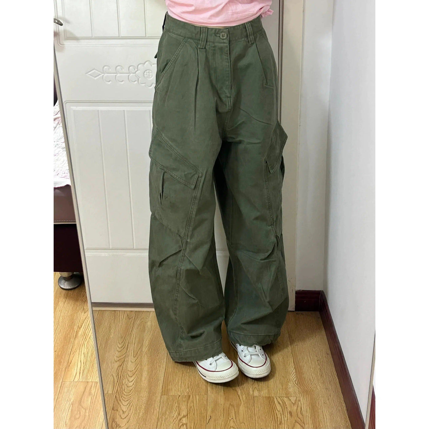 Mina Tilt Pockets Bootcut Cargo Pants-korean-fashion-Pants-Mina's Closet-OH Garments