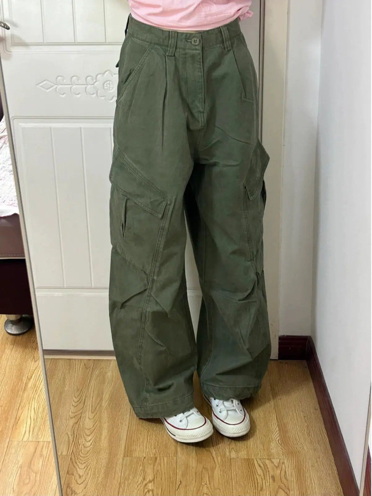 Mina Tilt Pockets Bootcut Cargo Pants-korean-fashion-Pants-Mina's Closet-OH Garments