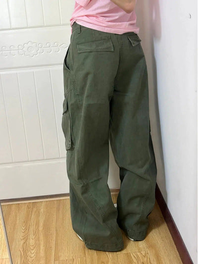 Mina Tilt Pockets Bootcut Cargo Pants-korean-fashion-Pants-Mina's Closet-OH Garments