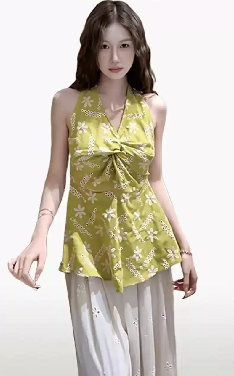 Mina Twisted Halter Neck Sleeveless Blouse-korean-fashion-Blouse-Mina's Closet-OH Garments