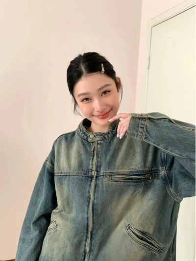 Mina Vintage Faded Denim Jacket-korean-fashion-Jacket-Mina's Closet-OH Garments