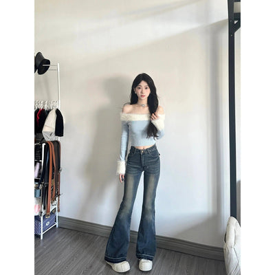 Mina Vintage Raw Edge Flared Jeans-korean-fashion-Jeans-Mina's Closet-OH Garments