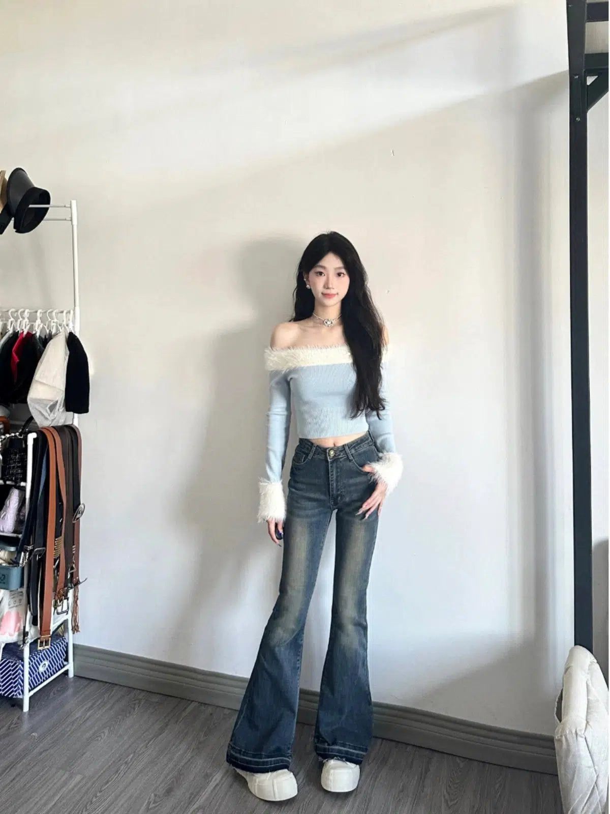 Mina Vintage Raw Edge Flared Jeans-korean-fashion-Jeans-Mina's Closet-OH Garments