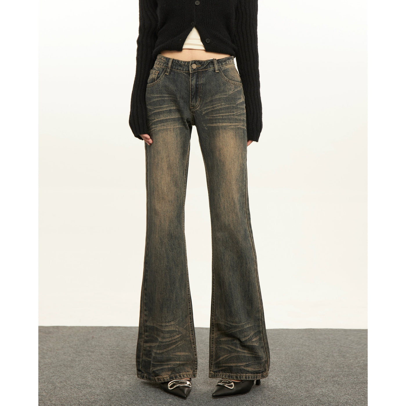 Mina Wash Whiskered High Waist Bootcut Jeans-korean-fashion-Jeans-Mina's Closet-OH Garments