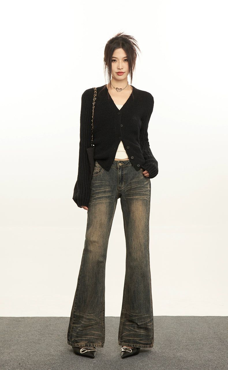 Mina Wash Whiskered High Waist Bootcut Jeans-korean-fashion-Jeans-Mina's Closet-OH Garments