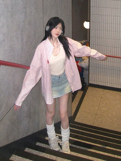 Mina Washed A-Line Denim Skirt-korean-fashion-Skirt-Mina's Closet-OH Garments