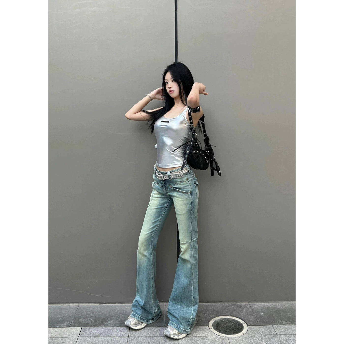 Mina Washed and Faded Flared Jeans-korean-fashion-Jeans-Mina's Closet-OH Garments
